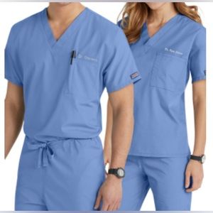 Cherokee Workwear Unisex Nurse Scrubs in Ceil blue, Top and Pant, 2 items
